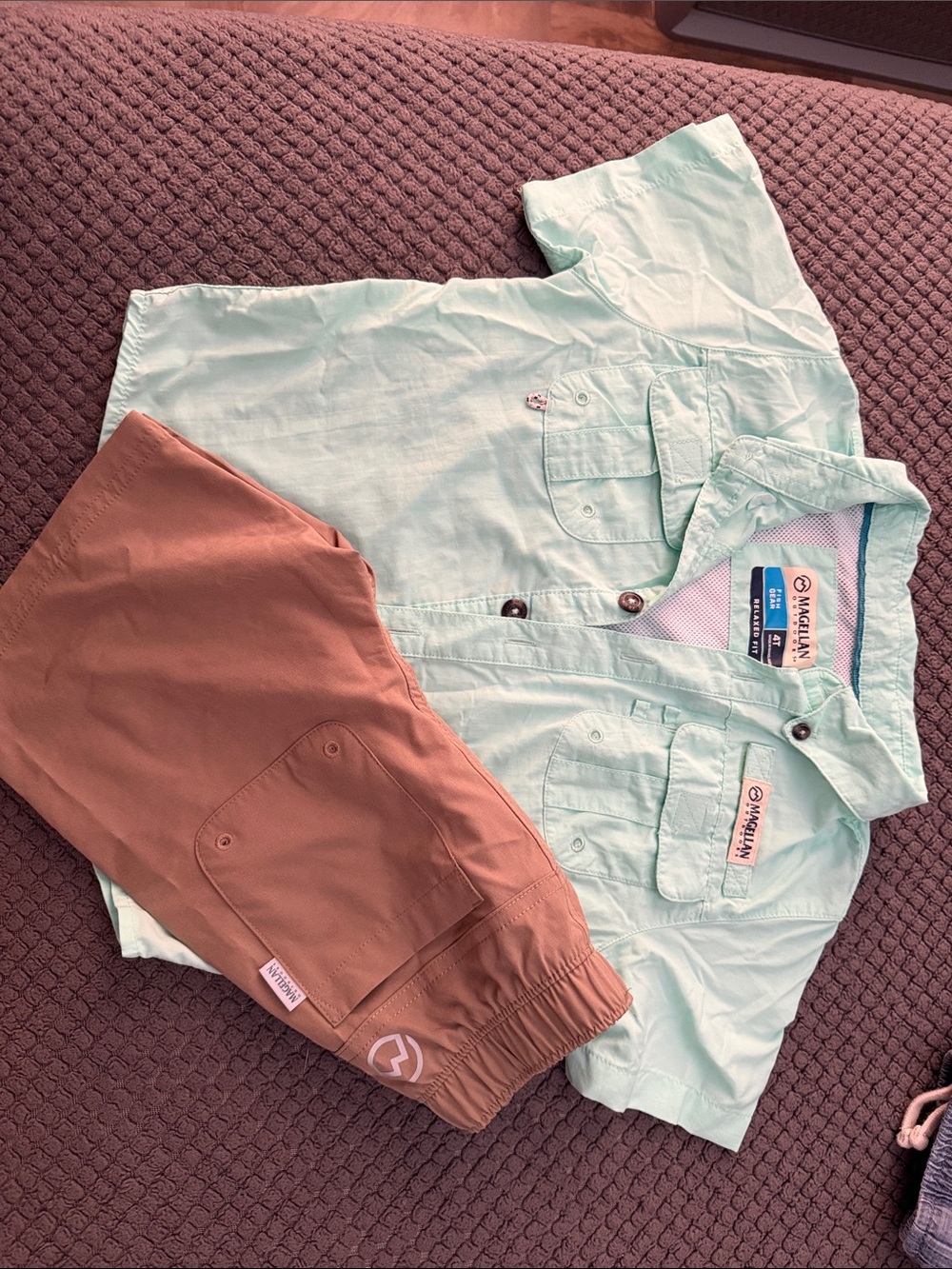 Magellan Outdoors Mint Green Short-Sleeve Button-Front Kids Shirt